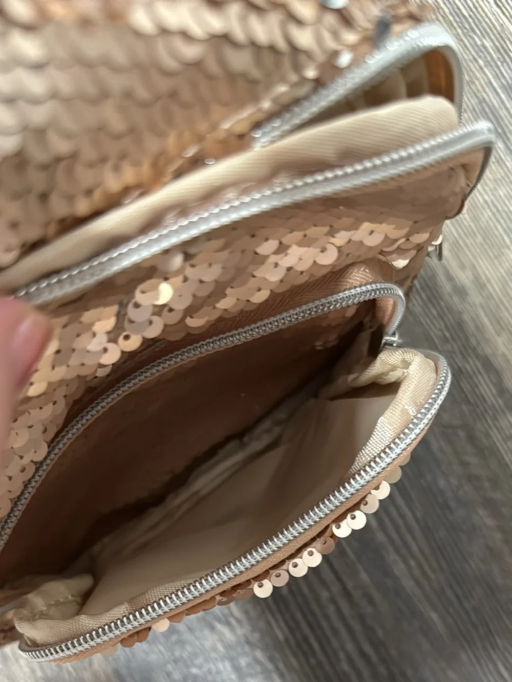 Sequin Fox Kids Backpack - Rose Gold